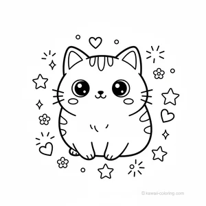 Coloriage Kawaii Chats Kawaii #24