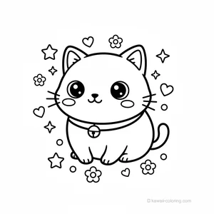 Coloriage Kawaii Chats Kawaii #23