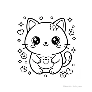 Coloriage Kawaii Chats Kawaii #25