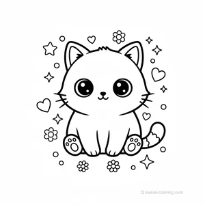 Coloriage Kawaii Chats Kawaii #21