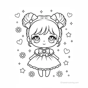 Coloriage Kawaii Chibi Girls #6