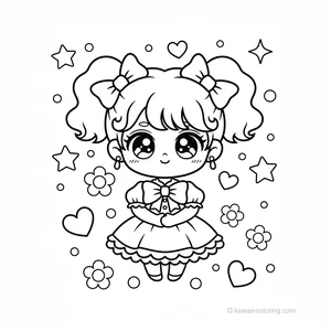 Coloriage Kawaii Chibi Girls #12