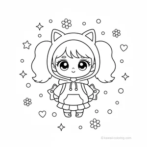 Coloriage Kawaii Chibi Girls #14