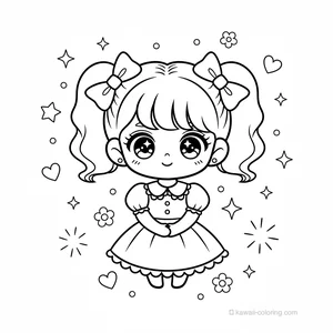 Coloriage Kawaii Chibi Girls #8