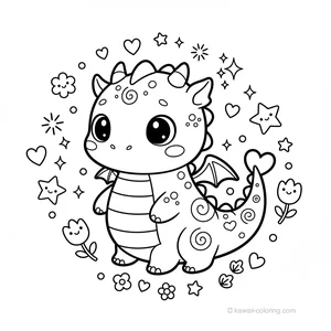 Coloriage Kawaii Dragons Kawaii #25