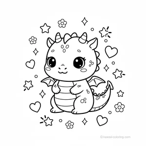 Coloriage Kawaii Dragons Kawaii #24