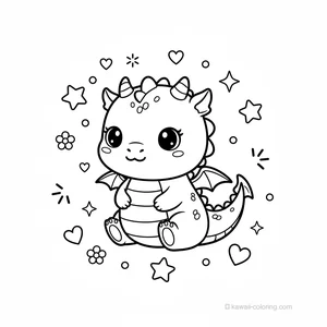 Coloriage Kawaii Dragons Kawaii #26