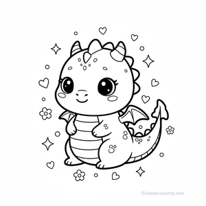 Coloriage Kawaii Dragons #7