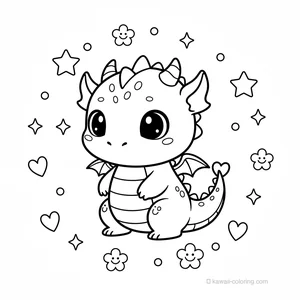 Coloriage Kawaii Dragons #10
