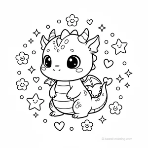 Coloriage Kawaii Dragons #3