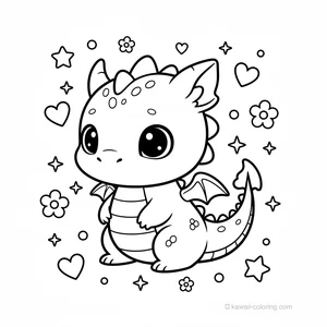 Coloriage Kawaii Dragons #13