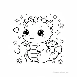 Coloriage Kawaii Dragons #15