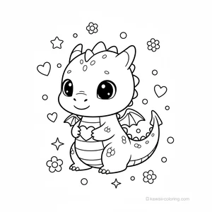 Coloriage Kawaii Dragons #4