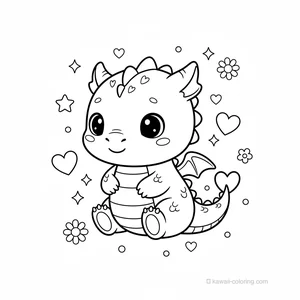 Coloriage Kawaii Dragons #20