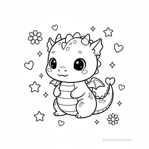 Coloriage Kawaii Dragons #18