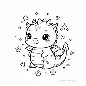 Coloriage Kawaii Dragons #9