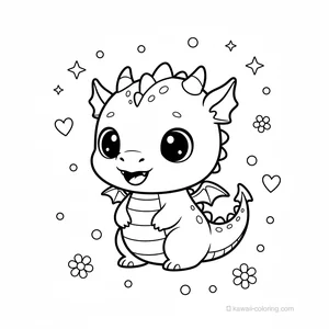 Coloriage Kawaii Dragons #5