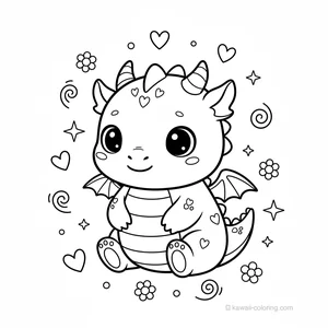 Coloriage Kawaii Dragons #16