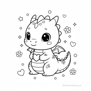 Coloriage Kawaii Dragons #14