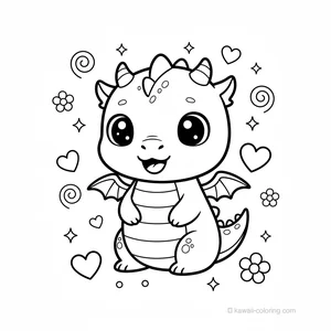 Coloriage Kawaii Dragons #19