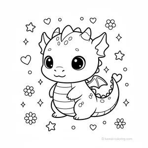 Coloriage Kawaii Dragons #6