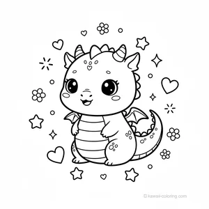 Coloriage Kawaii Dragons #17