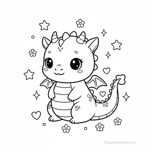 Coloriage Kawaii Dragons #11