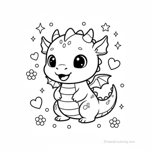 Coloriage Kawaii Dragons #2