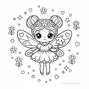 Coloriage Kawaii Fairies #9