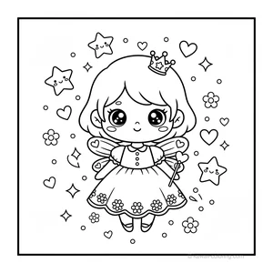 Coloriage Kawaii Fées #22