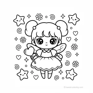 Coloriage Kawaii Fées #30