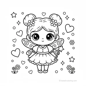 Coloriage Kawaii Fées #26