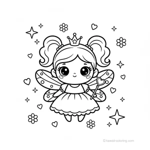 Coloriage Kawaii Fées #27