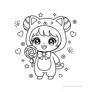 Coloriage Kawaii Filles Chibi #23