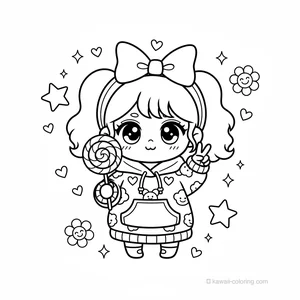 Coloriage Kawaii Filles Chibi #26
