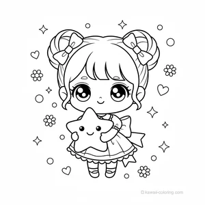 Coloriage Kawaii Filles Chibi #28