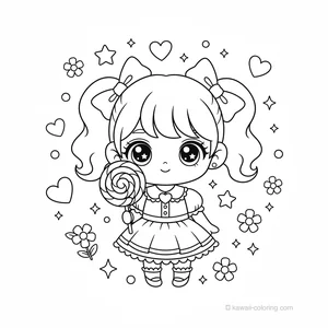 Coloriage Kawaii Filles Chibi #24