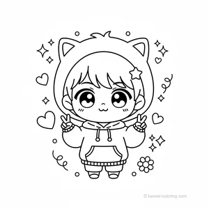 Coloriage Kawaii Garçons Chibi #25