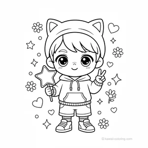 Coloriage Kawaii Garçons Chibi #27