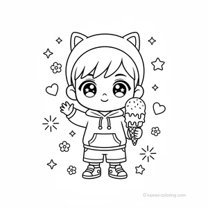 Coloriage Kawaii Garçons Chibi #28