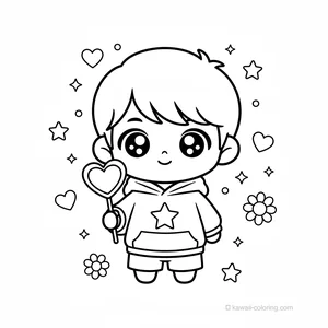 Coloriage Kawaii Garçons Chibi #26