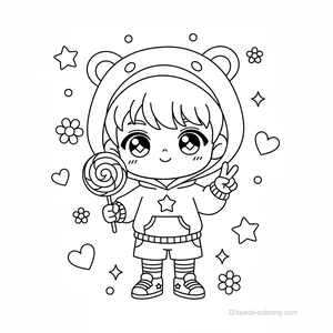 Coloriage Kawaii Garçons Chibi #21