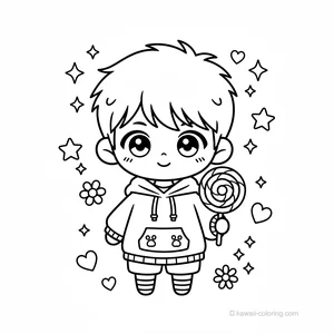 Coloriage Kawaii Garçons Chibi #29