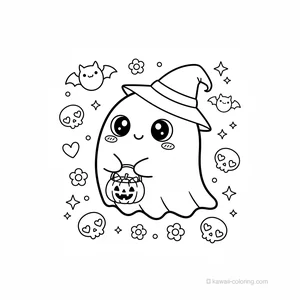 Coloriage Kawaii Halloween Kawaii #2