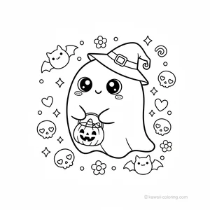 Coloriage Kawaii Halloween Kawaii #9