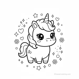 Coloriage Kawaii Licornes #26