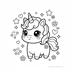 Coloriage Kawaii Licornes #22