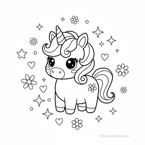 Coloriage Kawaii Licornes #25
