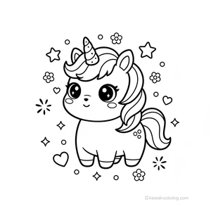 Coloriage Kawaii Licornes #21
