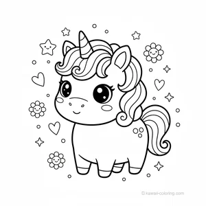 Coloriage Kawaii Licornes #24